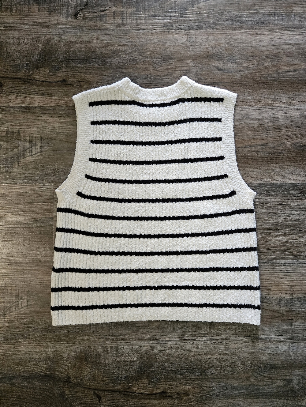 Madewell Bouclé-Knit Black &‎ White Stripe Sweater Tank - Picture 5 of 9